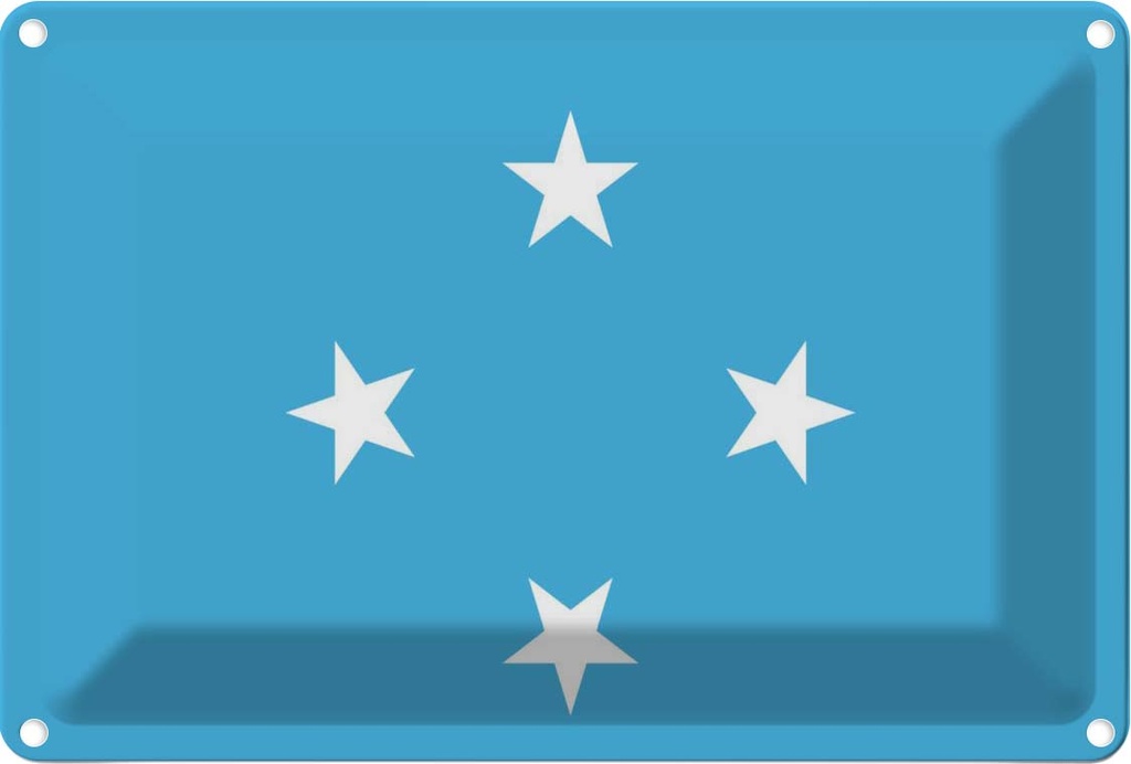 [LA-115410-1812] Blechschild 12x18 cm Mikronesiens Micronesia Flagge Fahne Wappen