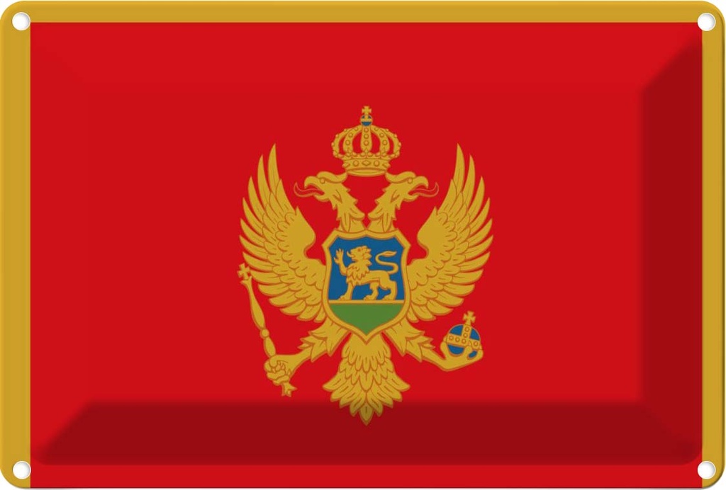 [LA-115414-1812] Blechschild 12x18 cm Montenegros Montenegro Flagge Fahne Wappen