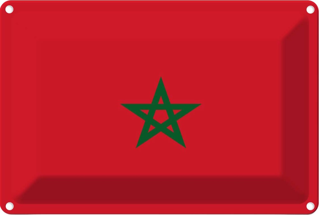 [LA-115415-1812] Blechschild 12x18 cm Marokkos Morocco Flagge Fahne Wappen