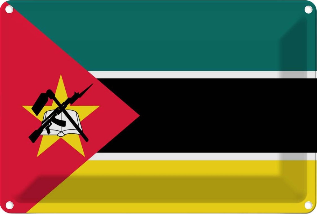 [LA-115416-1812] Blechschild 12x18 cm Mosambiks Mozambique Flagge Fahne Wappen