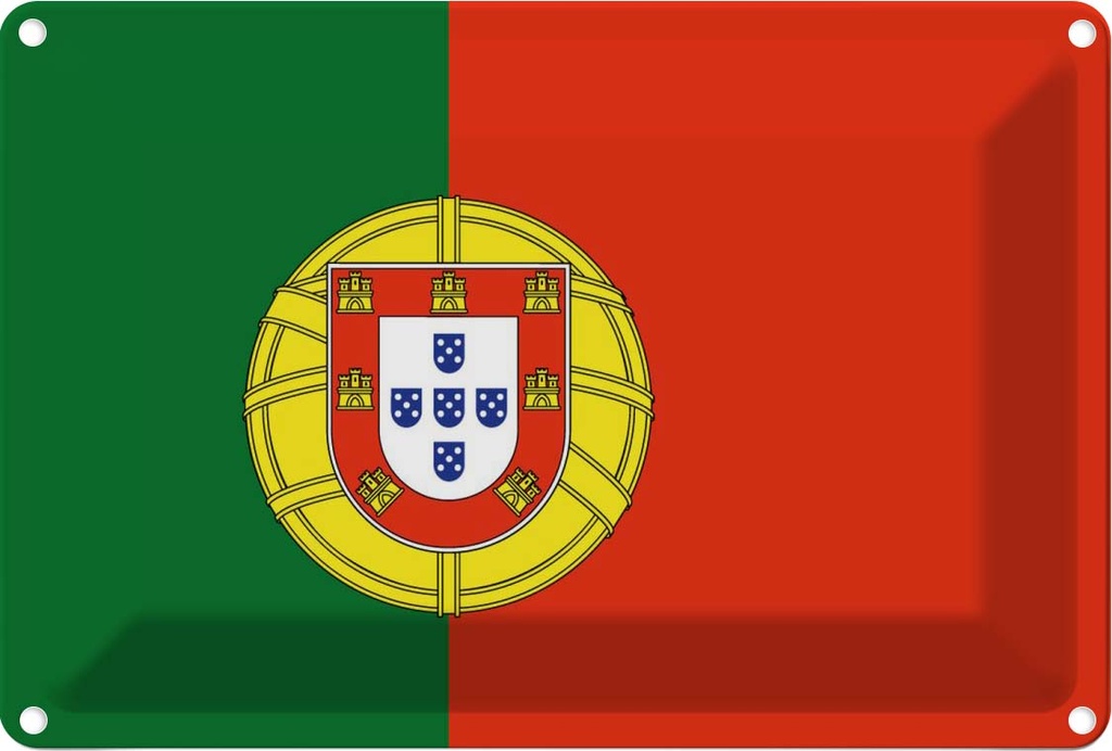 [LA-115442-1812] Blechschild 12x18 cm Portugals Portugal Wappen Flagge Abenteuer Reisen Straße Stadt Urlaub Fahne