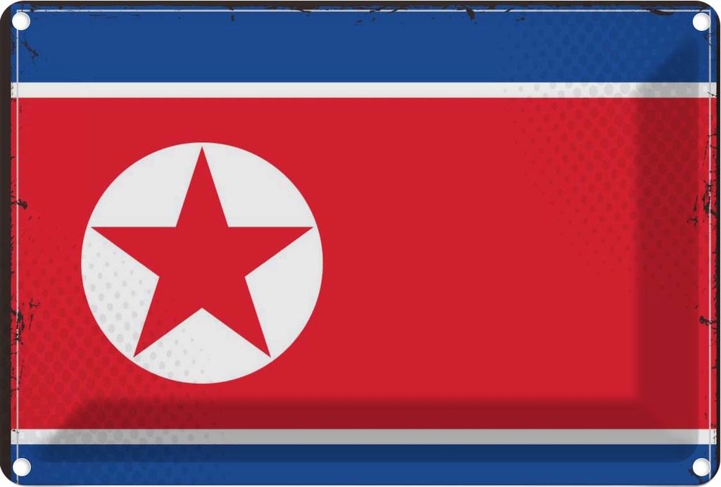 [LA-115659-1812] Blechschild 12x18 cm Nordkoreas North Korea Flagge Fahne Wappen