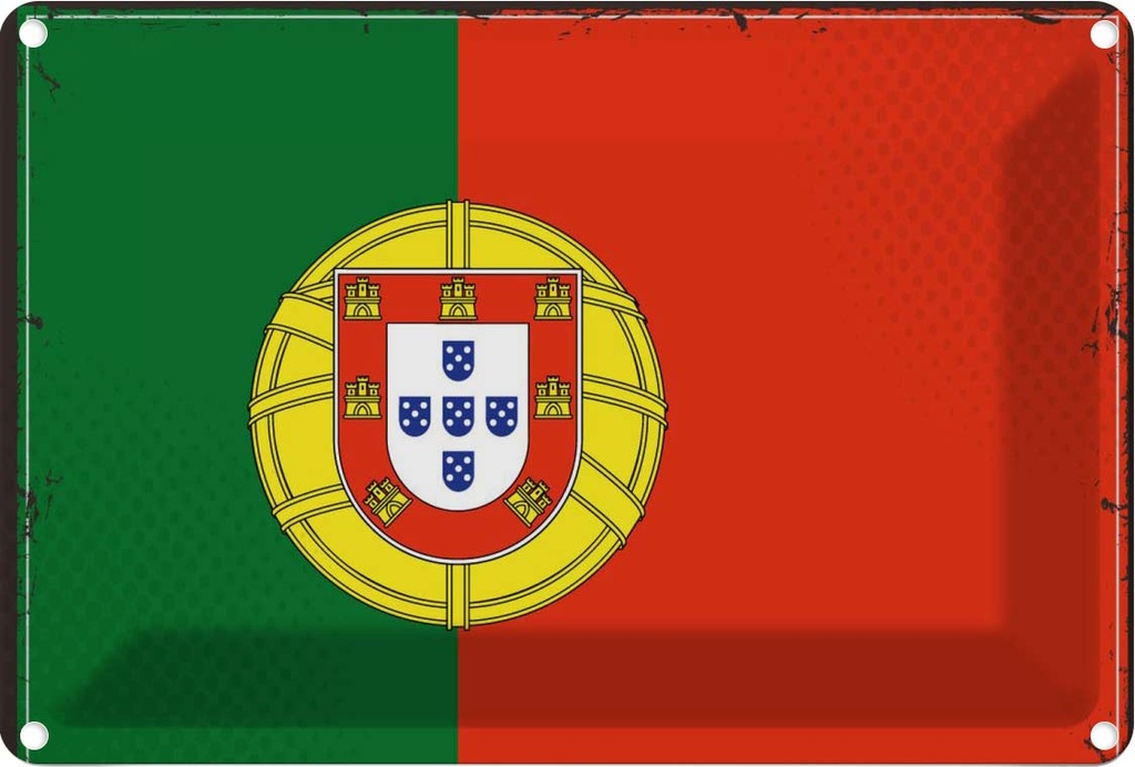[LA-115670-1812] Blechschild 12x18 cm Portugals Portugal Wappen Flagge Abenteuer Reisen Straße Stadt Urlaub Fahne