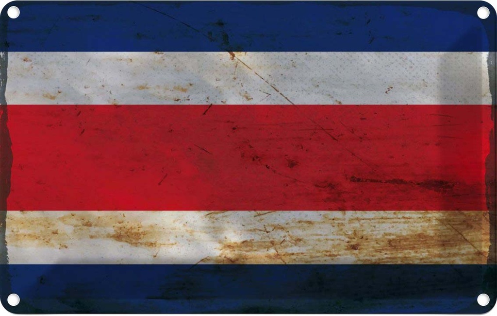 [LA-115782-1812] Blechschild 12x18 cm Costa Rica Rost Amerika USA Flagge Fahne Wappen