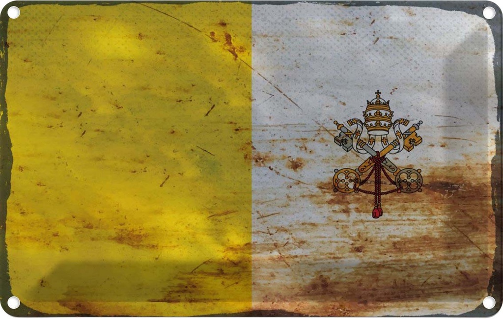 [LA-115954-1812] Blechschild 12x18 cm Vatikanstadt Vatican Fahne Wappen City Rost Abenteuer Reisen Straße Stadt Urlaub Flagge