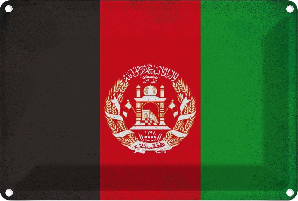 [LA-116000-1812] Blechschild 12x18 cm Afghanistan Vintage Flagge Fahne Wappen