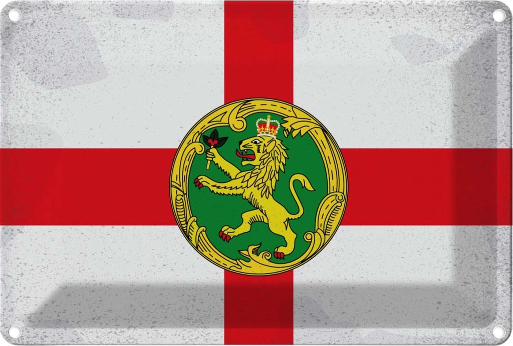 [LA-116002-1812] Blechschild 12x18 cm Alderney Vintage Flagge Fahne Wappen