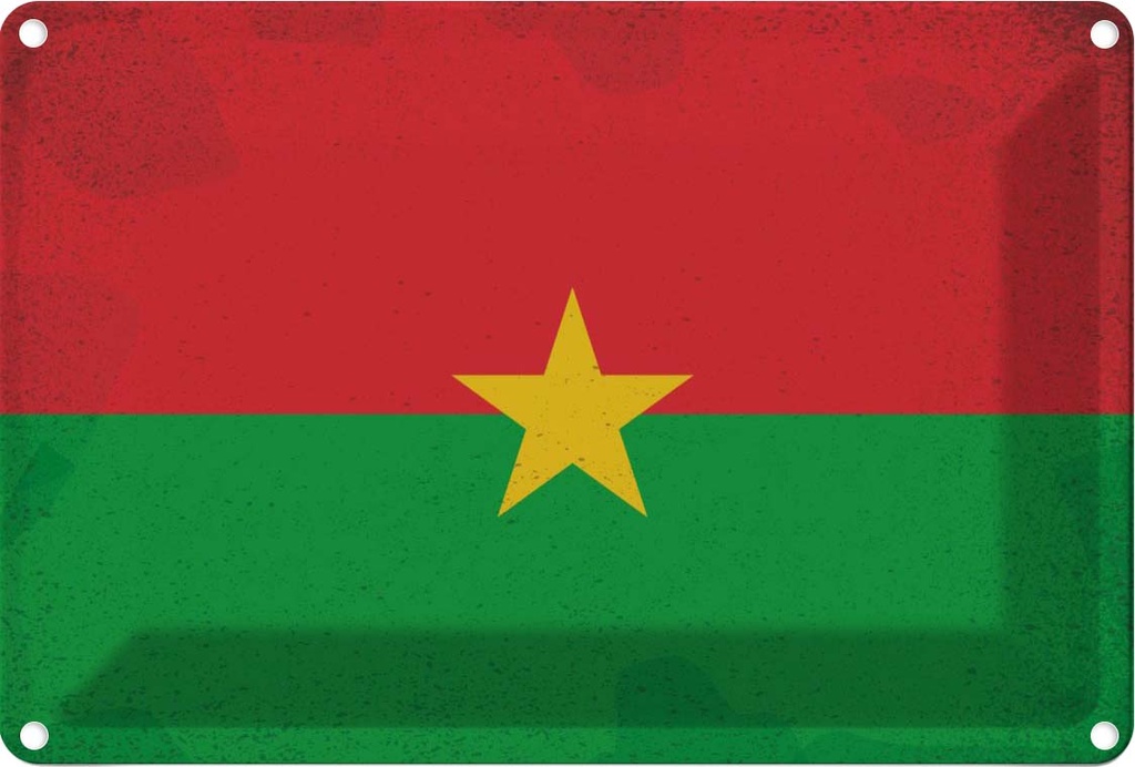 [LA-116030-1812] Blechschild 12x18 cm Burkina Faso Vintage Flagge Fahne Wappen