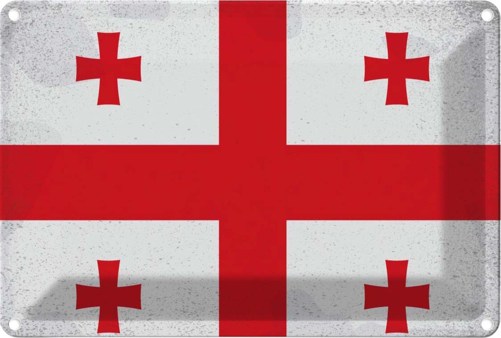 [LA-116074-1812] Blechschild 12x18 cm Georgien Georgia Vintage Flagge Fahne Wappen