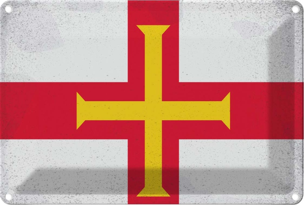 [LA-116083-1812] Blechschild 12x18 cm Guernsey Vintage Flagge Fahne Wappen