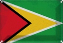 Blechschild 12x18 cm Guyana Vintage Flagge Fahne Wappen