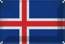 Blechschild 12x18 cm Island Iceland Vintage Flagge Fahne Wappen