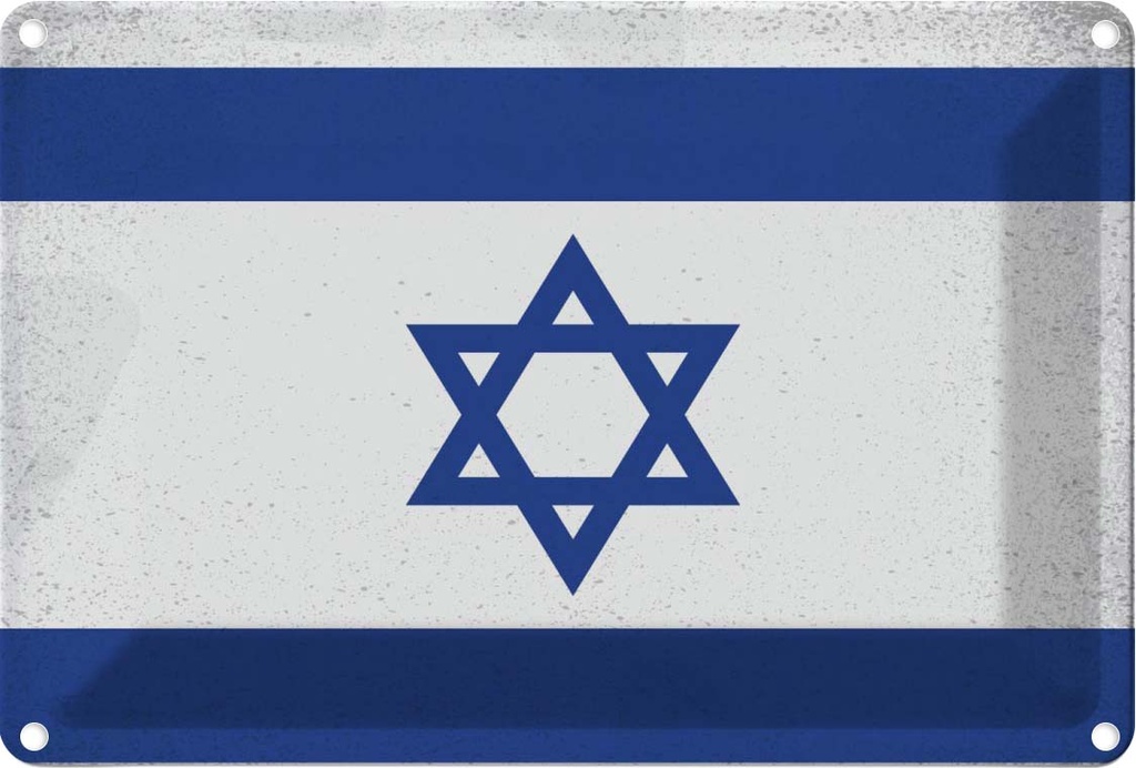 [LA-116099-1812] Blechschild 12x18 cm Israel Vintage Flagge Fahne Wappen