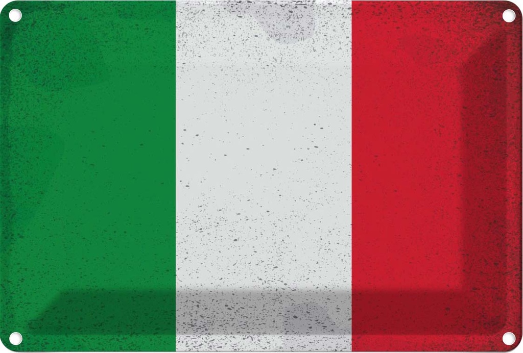 [LA-116100-1812] Blechschild 12x18 cm Italien Italy Vintage Flagge Fahne Wappen