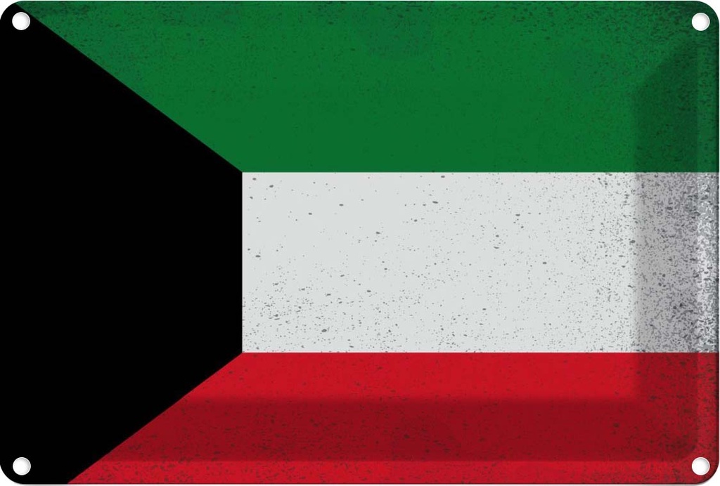 [LA-116108-1812] Blechschild 12x18 cm Kuwait Vintage Flagge Fahne Wappen