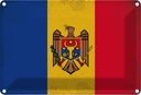 Blechschild 12x18 cm Moldau Moldova Vintage Flagge Fahne Wappen
