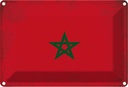 Blechschild 12x18 cm Marokko Morocco Vintage Flagge Fahne Wappen