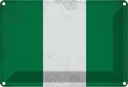 Blechschild 12x18 cm Nigeria Vintage Flagge Fahne Wappen