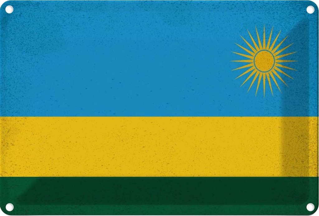 [LA-116168-1812] Blechschild 12x18 cm Ruanda Rwanda Vintage Flagge Fahne Wappen