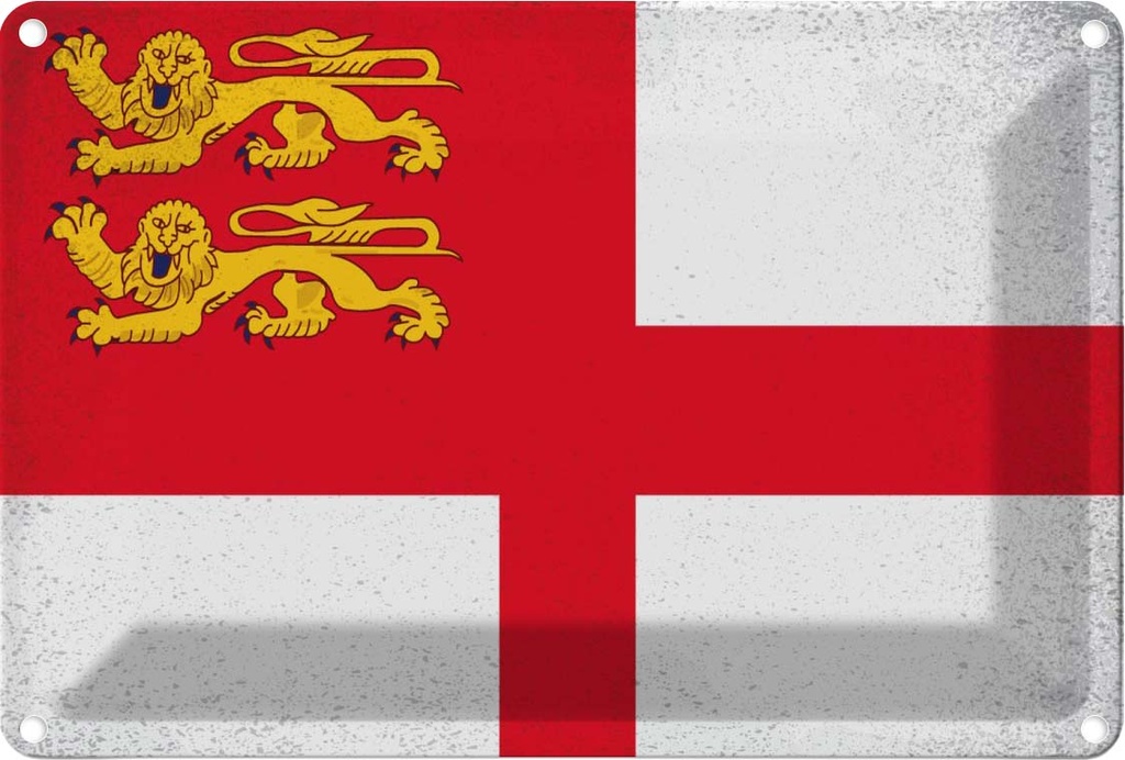 [LA-116175-1812] Blechschild 12x18 cm Sark Fahne Wappen Vintage Flagge Abenteuer Reisen Straße Stadt Urlaub