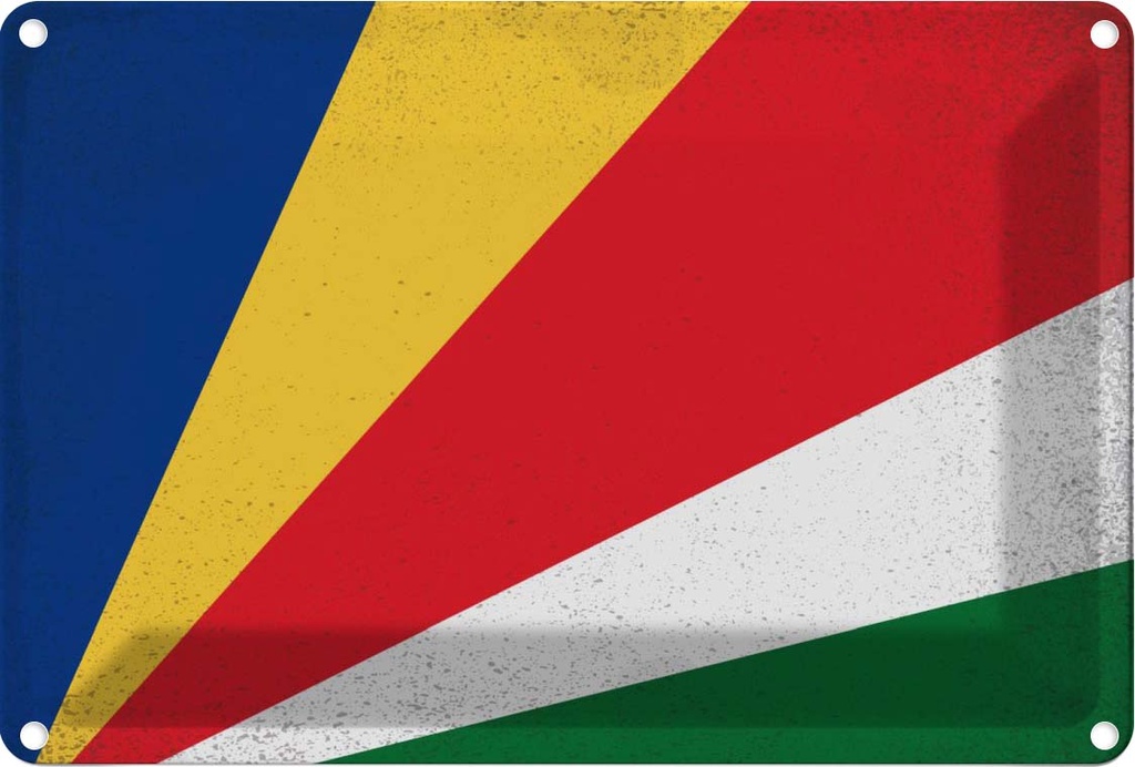 [LA-116180-1812] Blechschild 12x18 cm Seychellen Seychelles Vintage Flagge Fahne Wappen