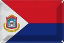 Blechschild 12x18 cm Sint Maarten Vintage Flagge Fahne Wappen