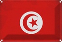 Blechschild 12x18 cm Tunesien Tunisia Vintage Flagge Fahne Wappen