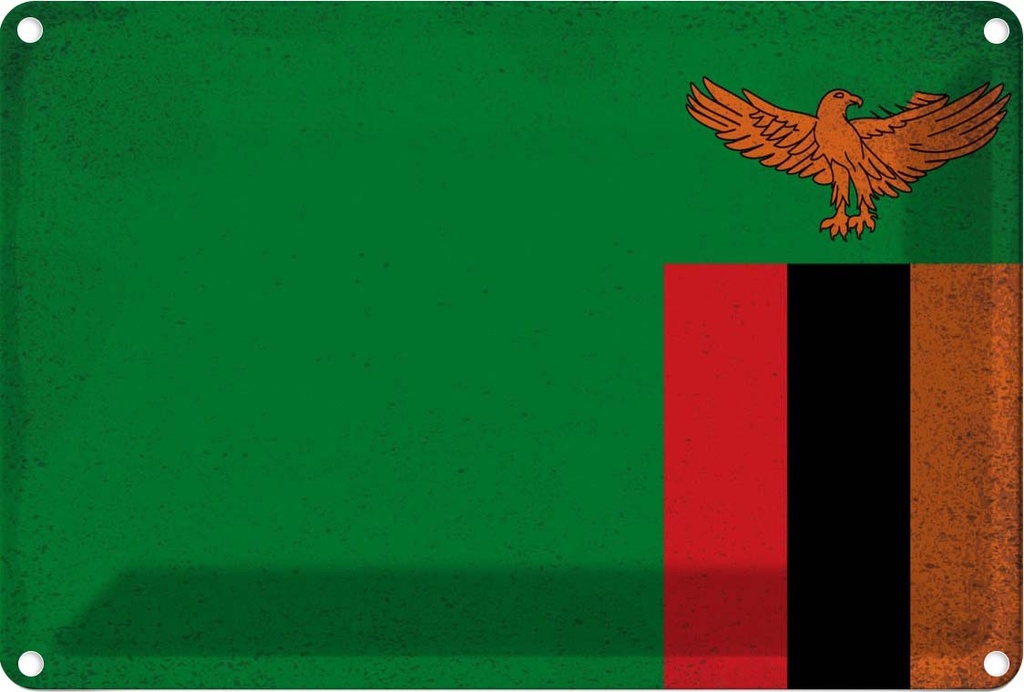 [LA-116226-1812] Blechschild 12x18 cm Sambia Zambia Vintage Flagge Fahne Wappen