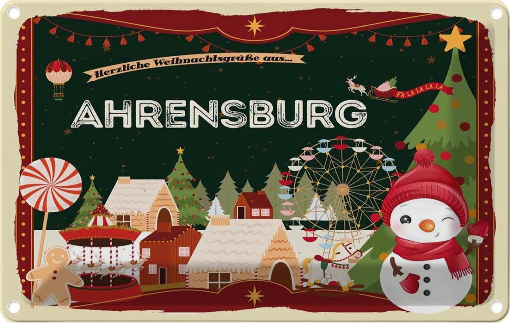 [LA-121574-1812] Blechschild 12x18 cm Weihnachten aus AHRENSBURG
