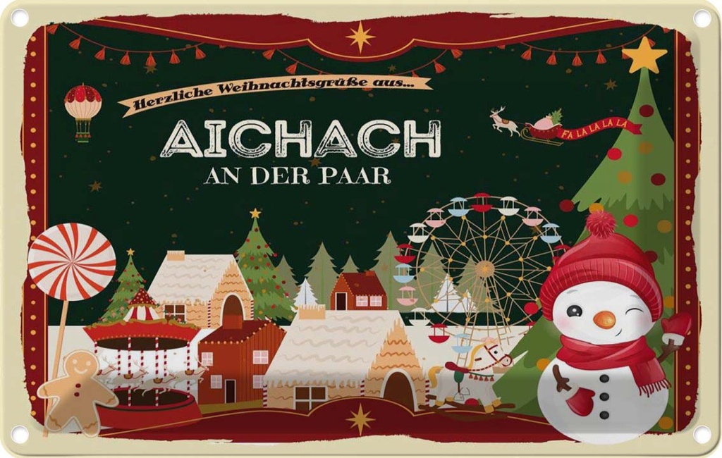 [LA-121575-1812] Blechschild 12x18 cm Weihnachten AICHNACH AN DER PAAR