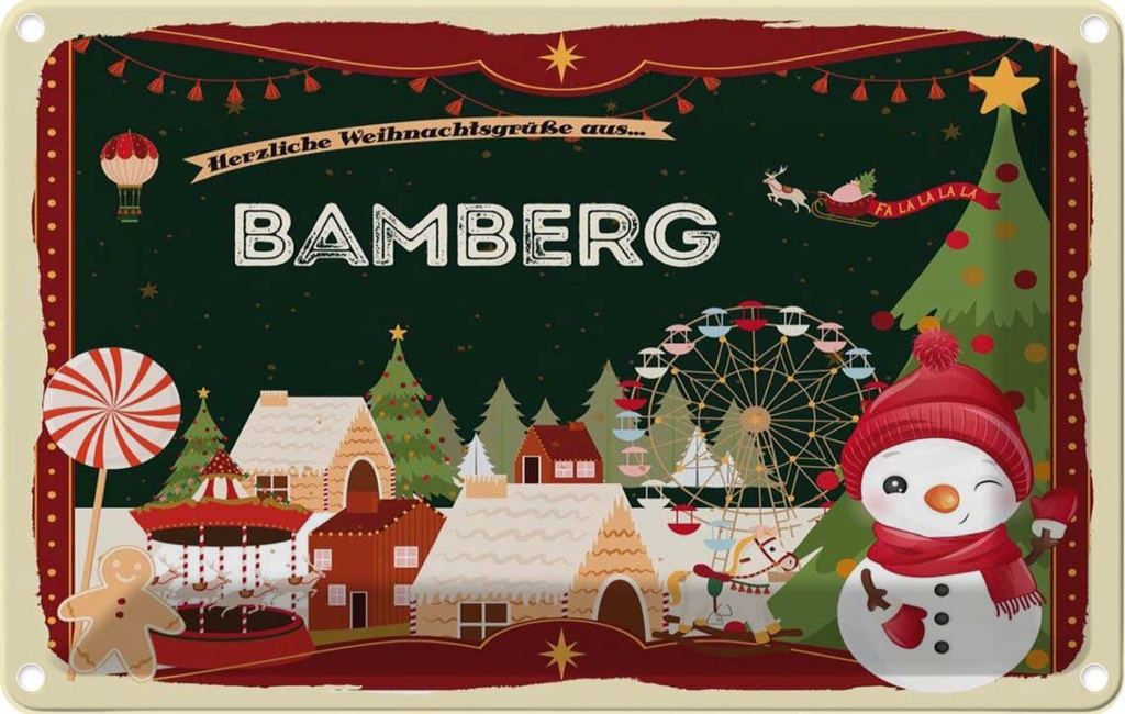 [LA-121632-1812] Blechschild 12x18 cm Weihnachten aus BAMBERG