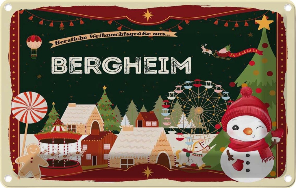 [LA-121641-1812] Blechschild 12x18 cm Weihnachten BERGHEIM