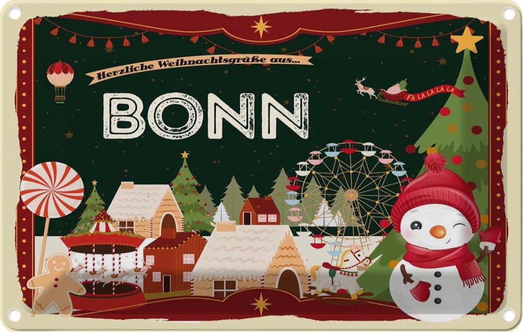 [LA-121659-1812] Blechschild 12x18 cm Weihnachten aus BONN
