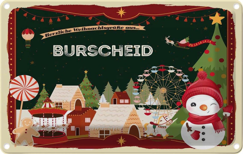 [LA-121687-1812] Blechschild 12x18 cm Weihnachten BURSCHEID