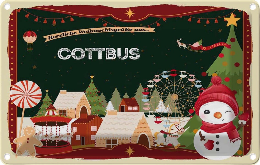 [LA-121699-1812] Blechschild 12x18 cm Weihnachten aus COTTBUS