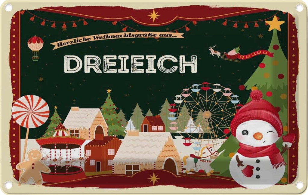 [LA-121725-1812] Blechschild 12x18 cm Weihnachten DREIEICH