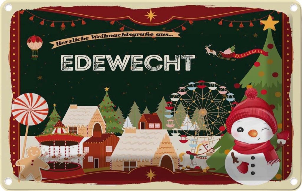 [LA-121734-1812] Blechschild 12x18 cm Weihnachten EDEWECHT