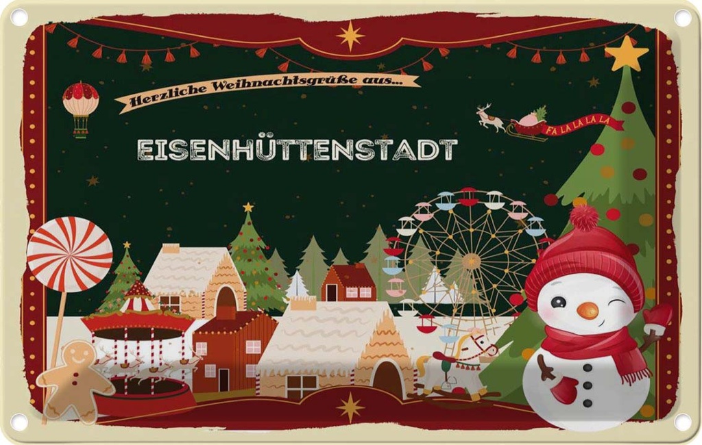 [LA-121739-1812] Blechschild 12x18 cm Weihnachten EISENHÜTTENSTADT