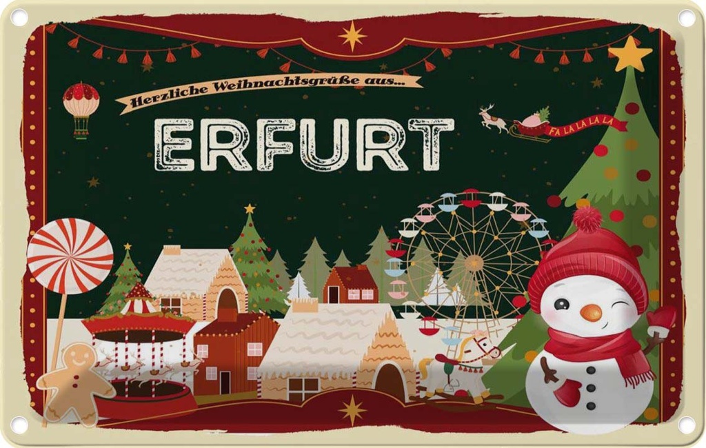 [LA-121758-1812] Blechschild 12x18 cm Weihnachten aus ERFURT