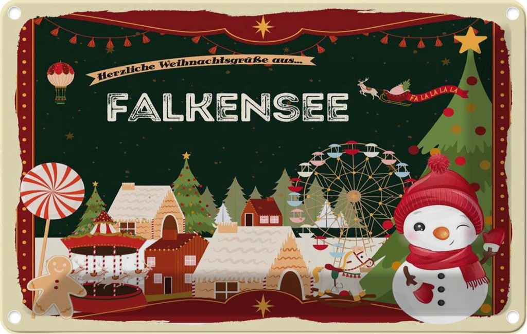 [LA-121771-1812] Blechschild 12x18 cm Weihnachten FALKENSEE
