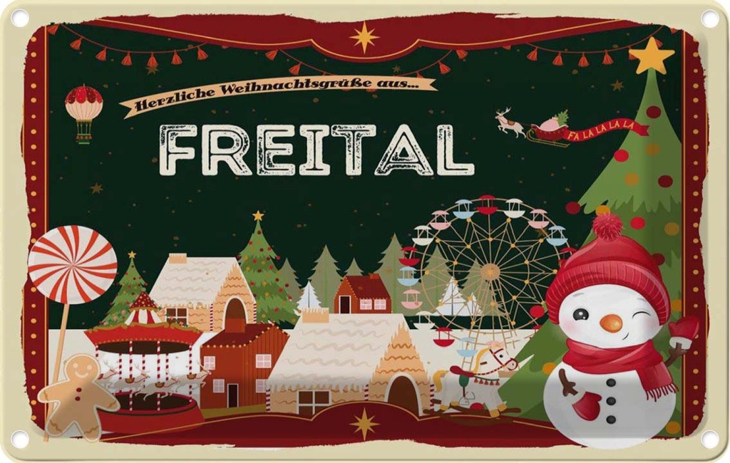 [LA-121788-1812] Blechschild 12x18 cm Weihnachten aus FREITAL