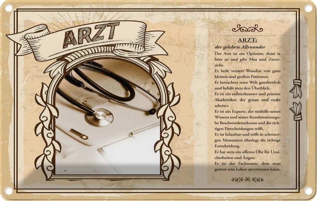 [LA-122978-1812] Blechschild 12x18 cm Arzt Beruf Arbeit