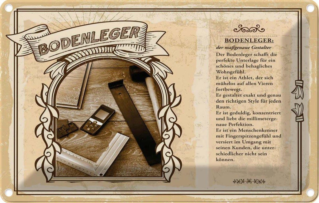 [LA-122993-1812] Blechschild 12x18 cm Bodenleger Beruf Arbeit