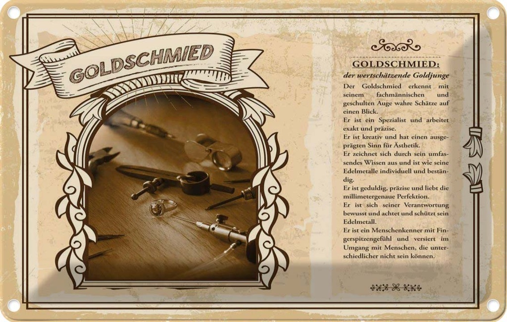 [LA-123031-1812] Blechschild 12x18 cm Goldschmied Beruf Arbeit