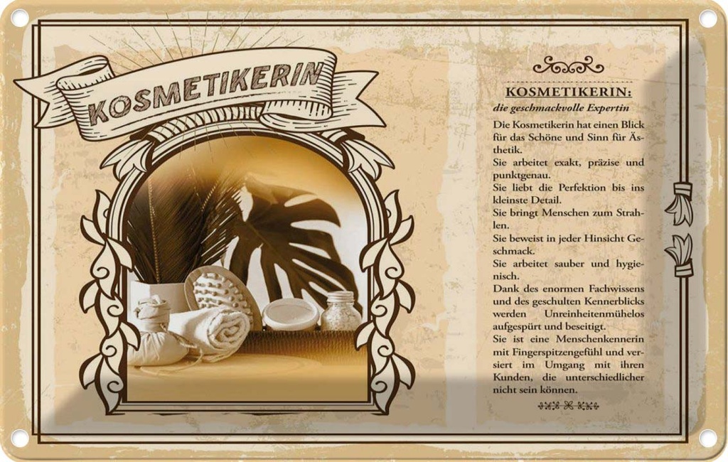 [LA-123050-1812] Blechschild 12x18 cm Kosmetikerin Beruf Arbeit