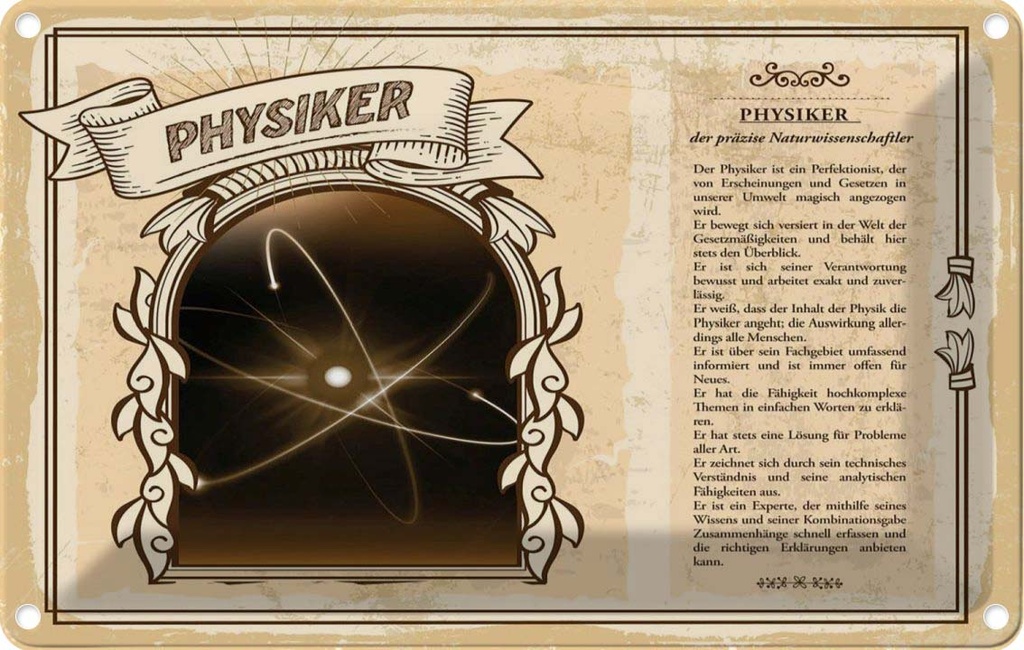 [LA-123073-1812] Blechschild 12x18 cm Physiker Beruf Arbeit