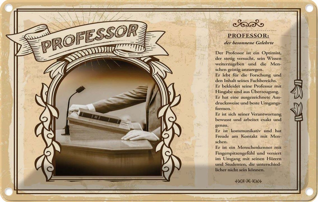[LA-123079-1812] Blechschild 12x18 cm Professor Beruf Arbeit