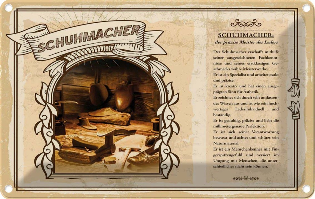 [LA-123087-1812] Blechschild 12x18 cm Schuhmacher Beruf Arbeit