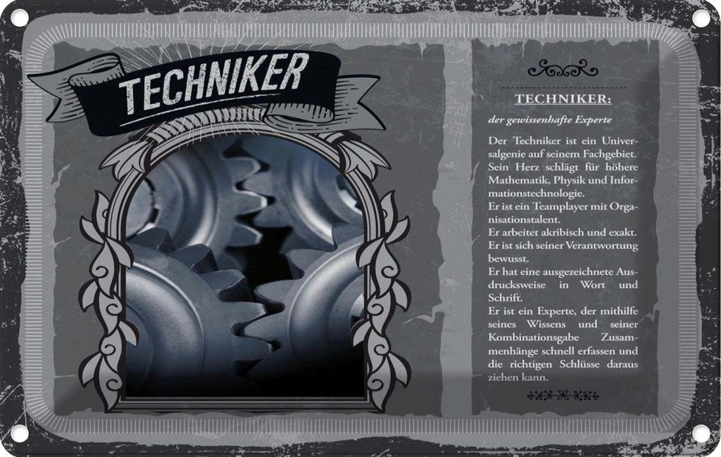 [LA-123098-1812] Blechschild 12x18 cm Techniker Beruf Arbeit