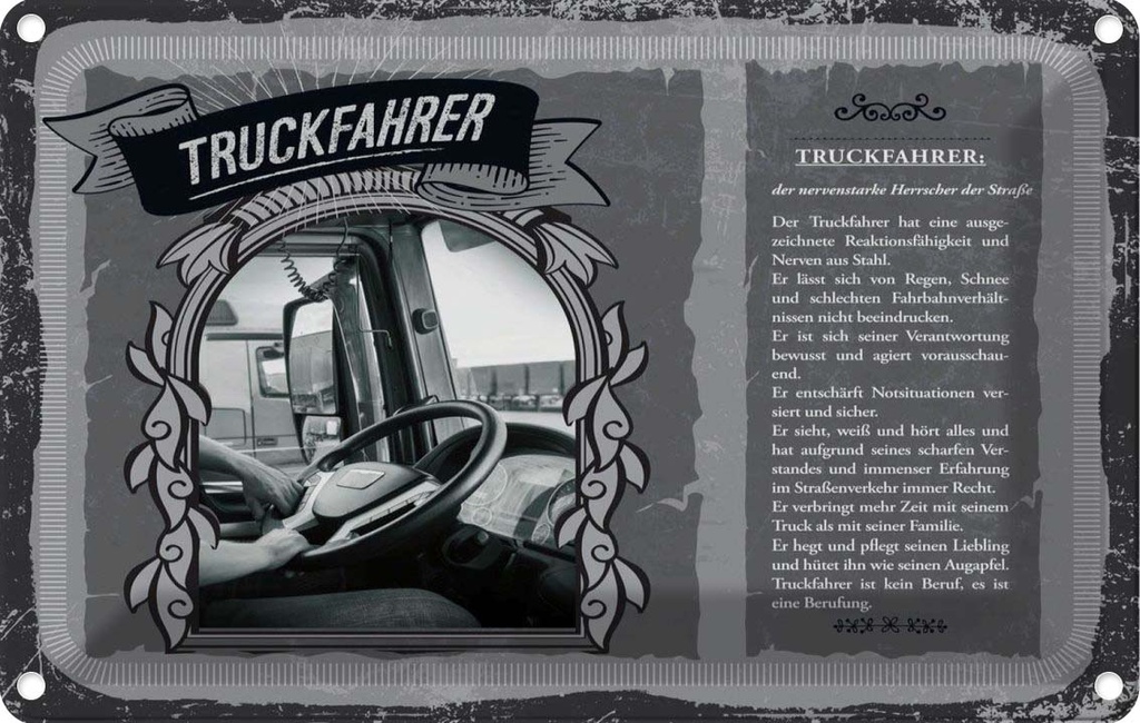 [LA-123106-1812] Blechschild 12x18 cm Truckfahrer Beruf Arbeit